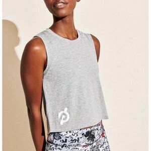 Peloton Lurex cropped grey muscle tank top